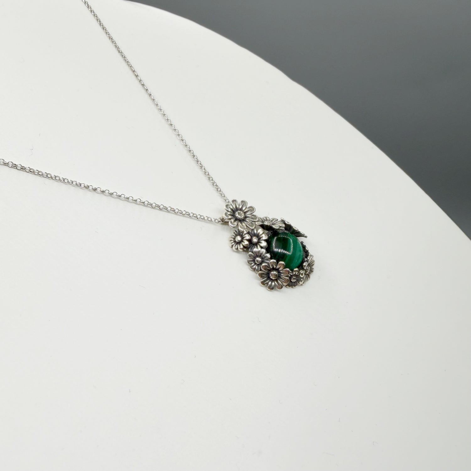 Ciondolo Malachite Fiore - Argento 925