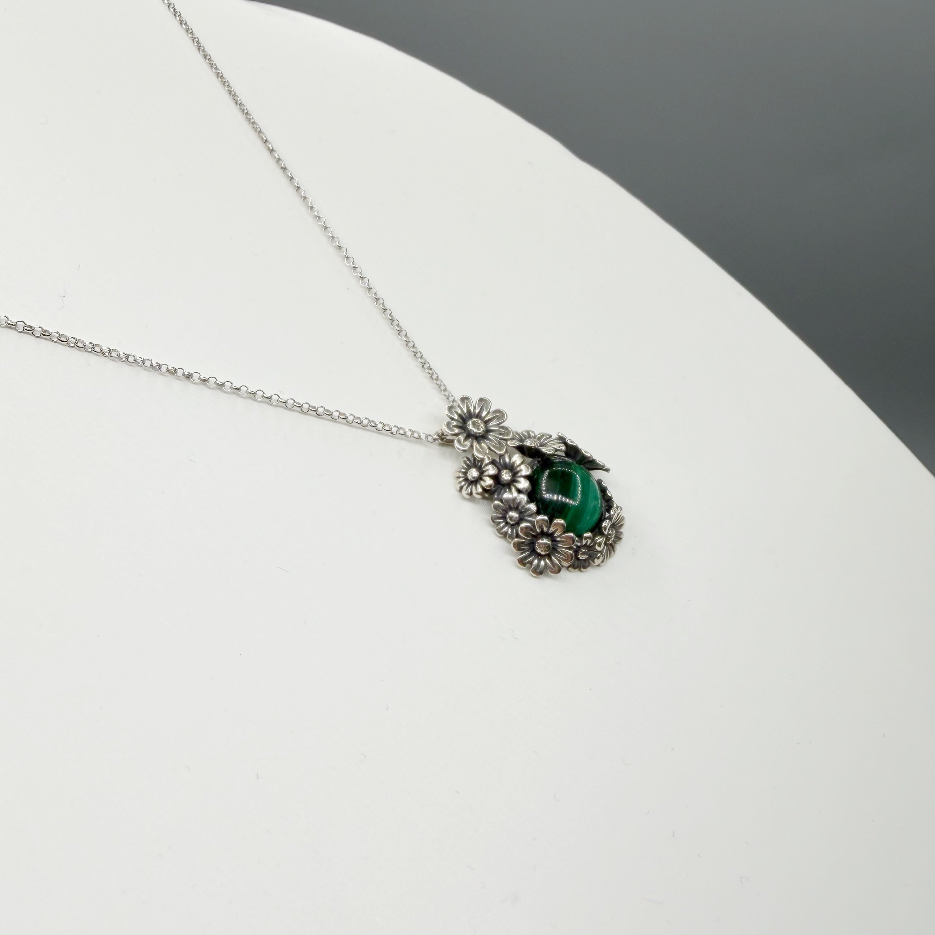 Ciondolo Malachite Fiore - Argento 925