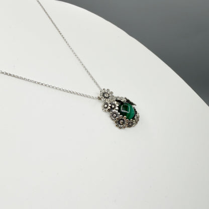 Ciondolo Malachite Fiore - Argento 925