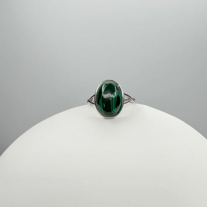 Anello Malachite Ovale - Argento 925