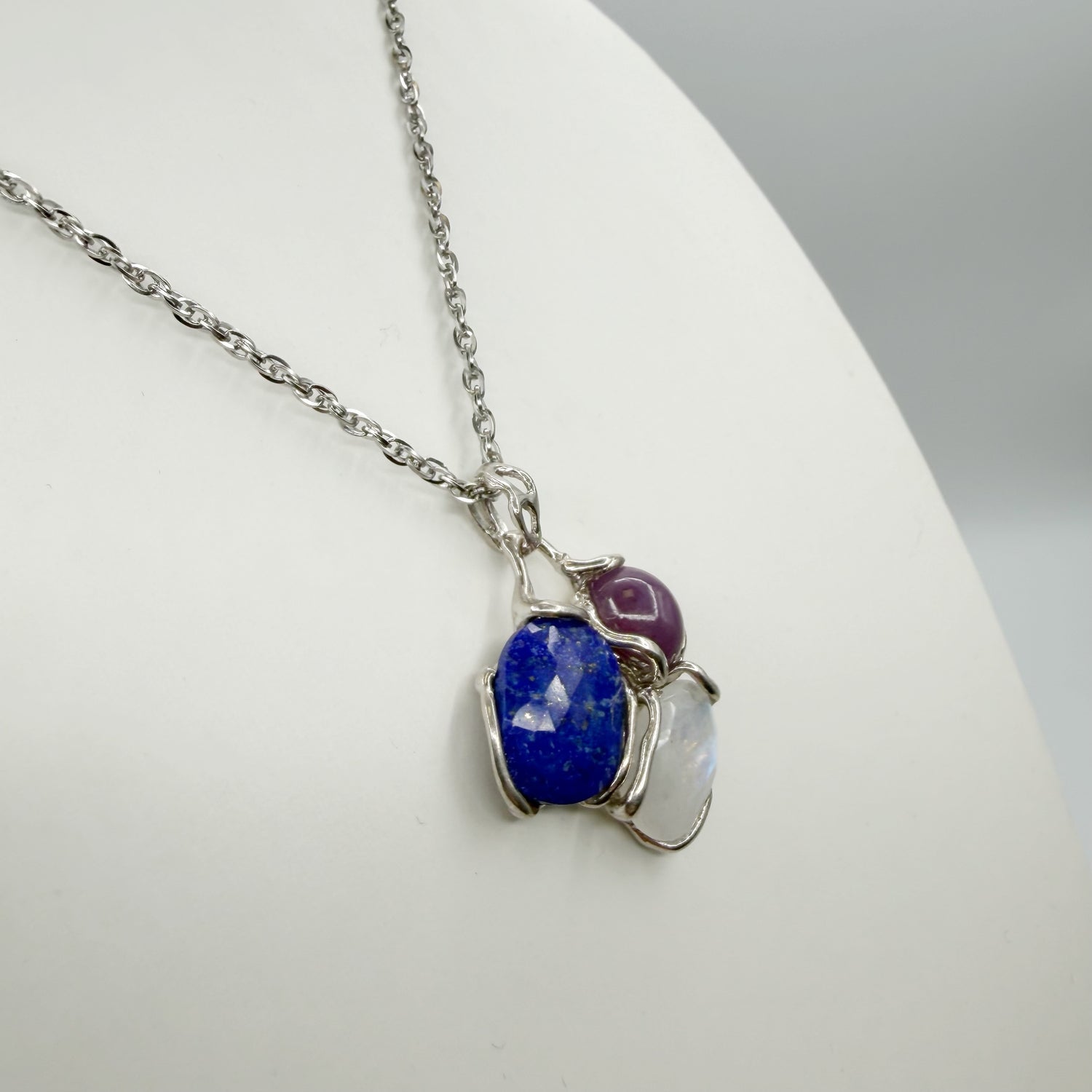 Ciondolo Lapislazzuli, Labradorite e Agata - Argento 925