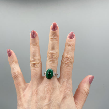 Anello Malachite Ovale - Argento 925