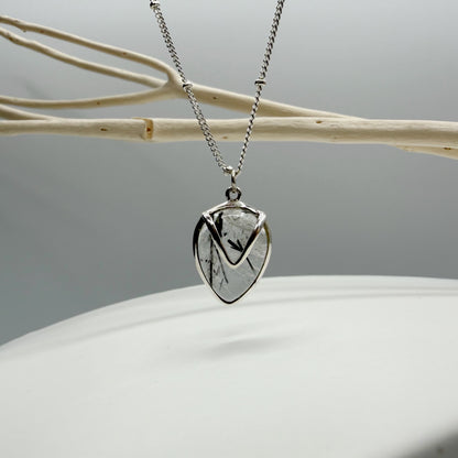 Collana Quarzo Tormalinato a Goccia - Argento 925