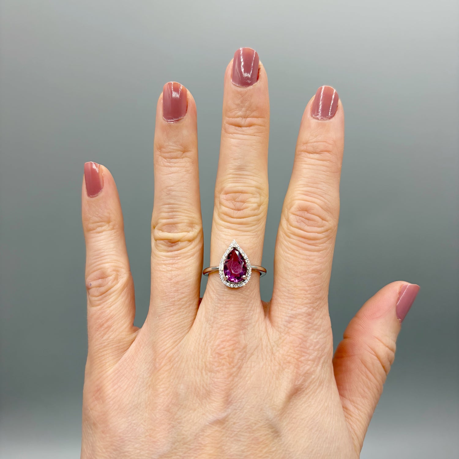 Anello Fluorite Rosa - Argento 925 - Goccia