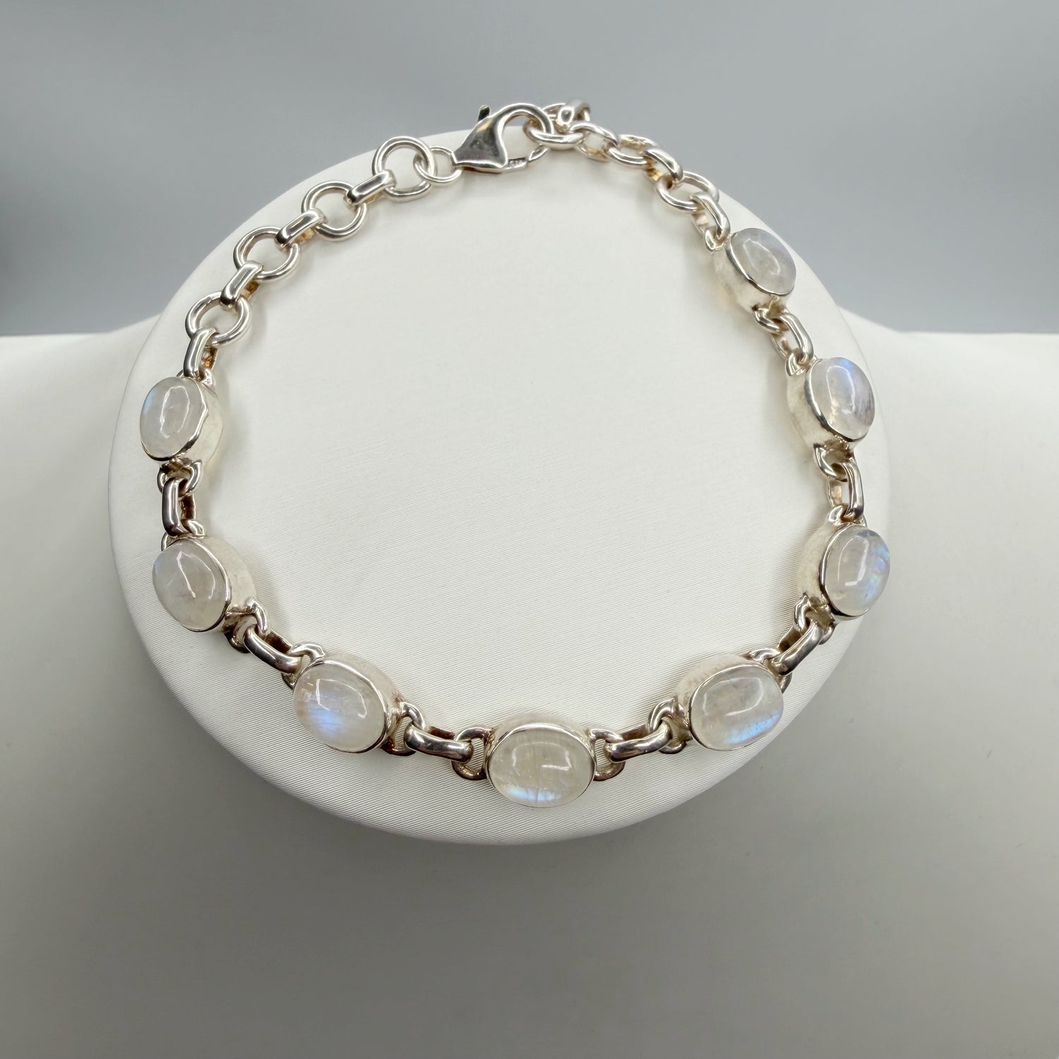 Bracciale Labradorite Bianca e Argento 925 - Ovale
