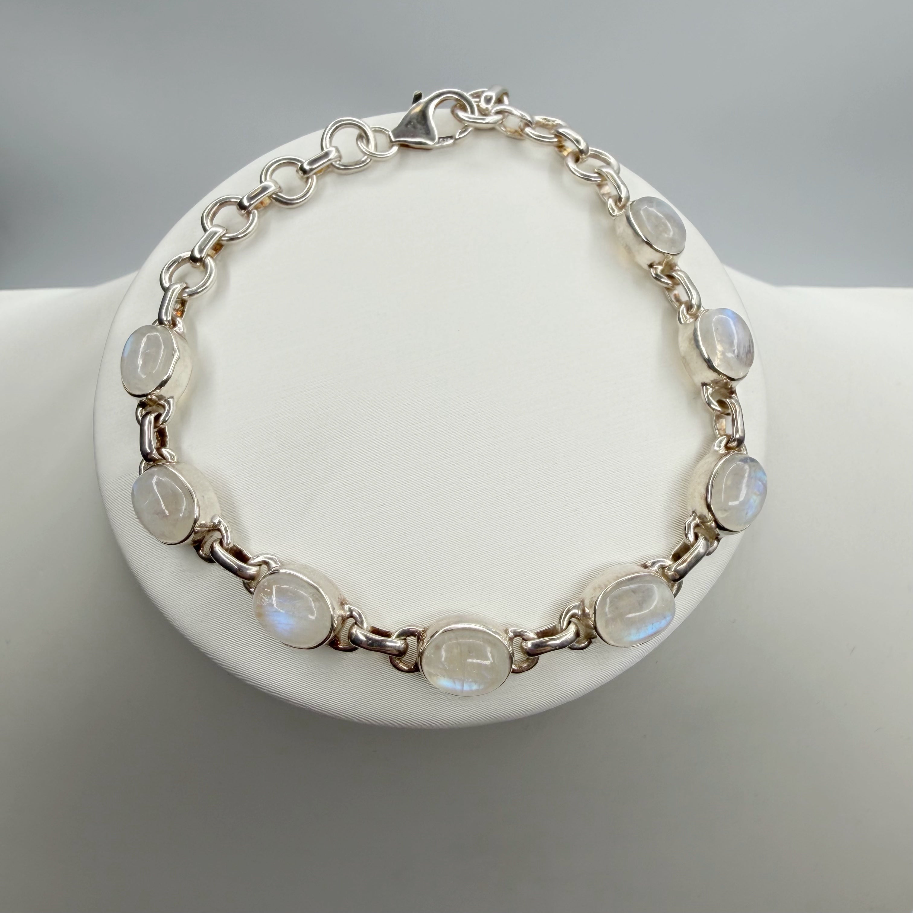 Bracciale Labradorite Bianca e Argento 925 - Ovale