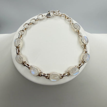 Bracciale Labradorite Bianca e Argento 925 - Ovale