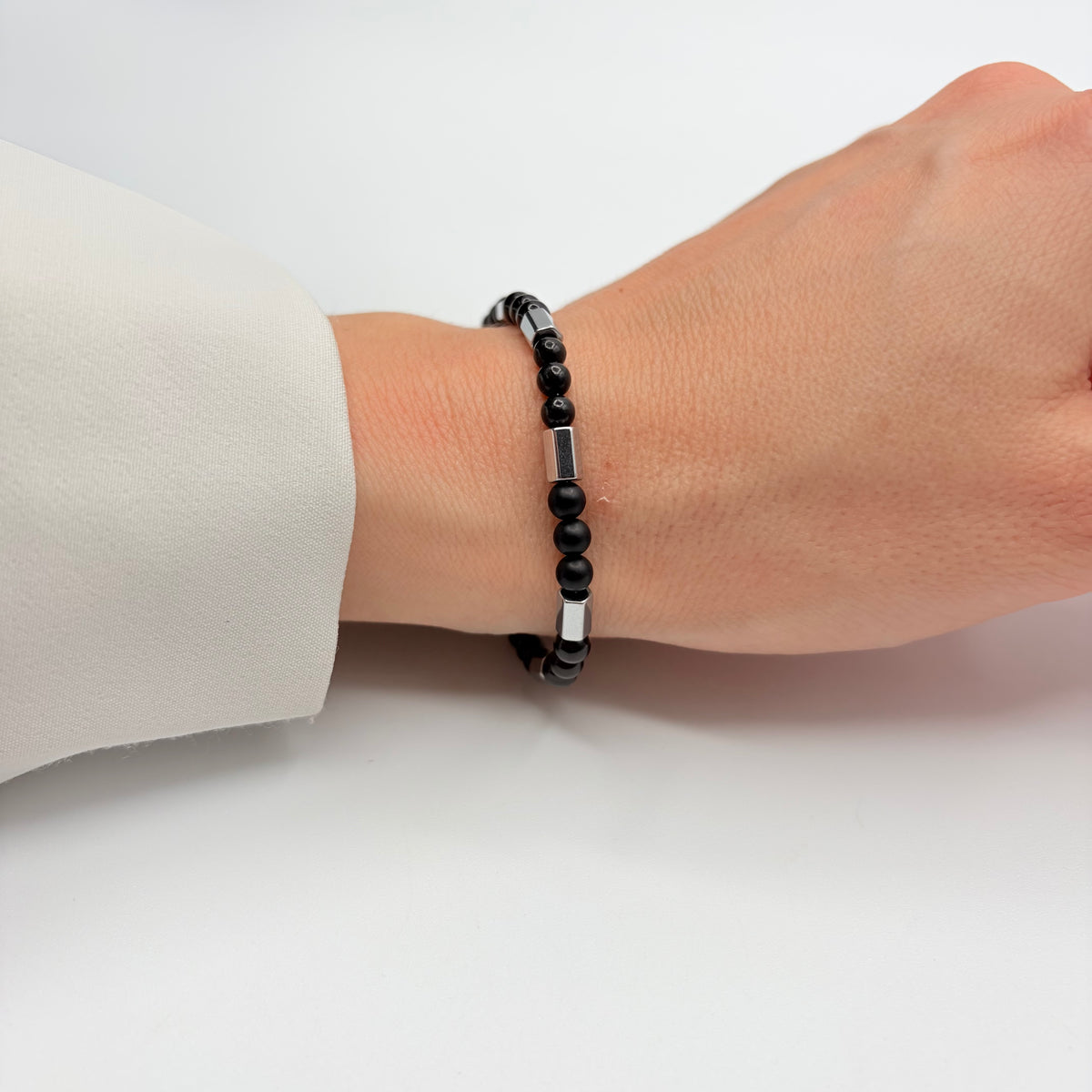 Bracciale Protection Unisex Silver - Tormalina, Onice, Shungite e Ematite