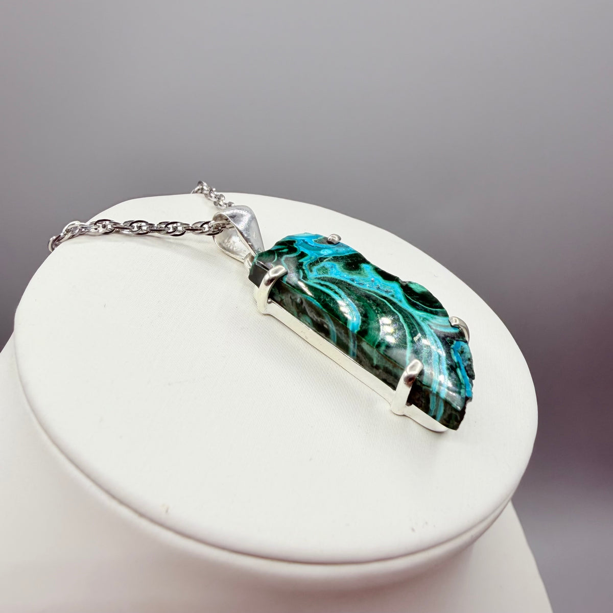 Ciondolo Malachite e Crisocolla Argento 925 - irregolare