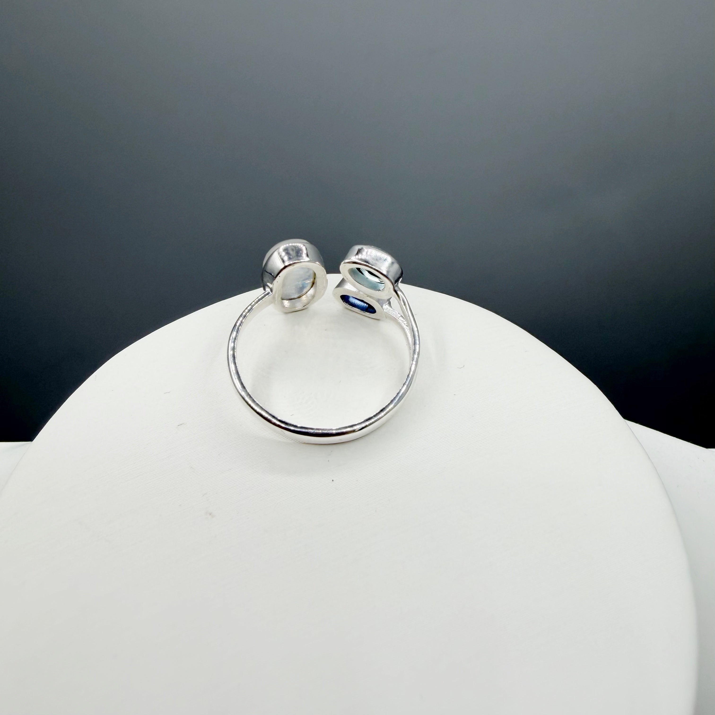 Anello Acquamarina, Cianite, Labradorite - Argento 925
