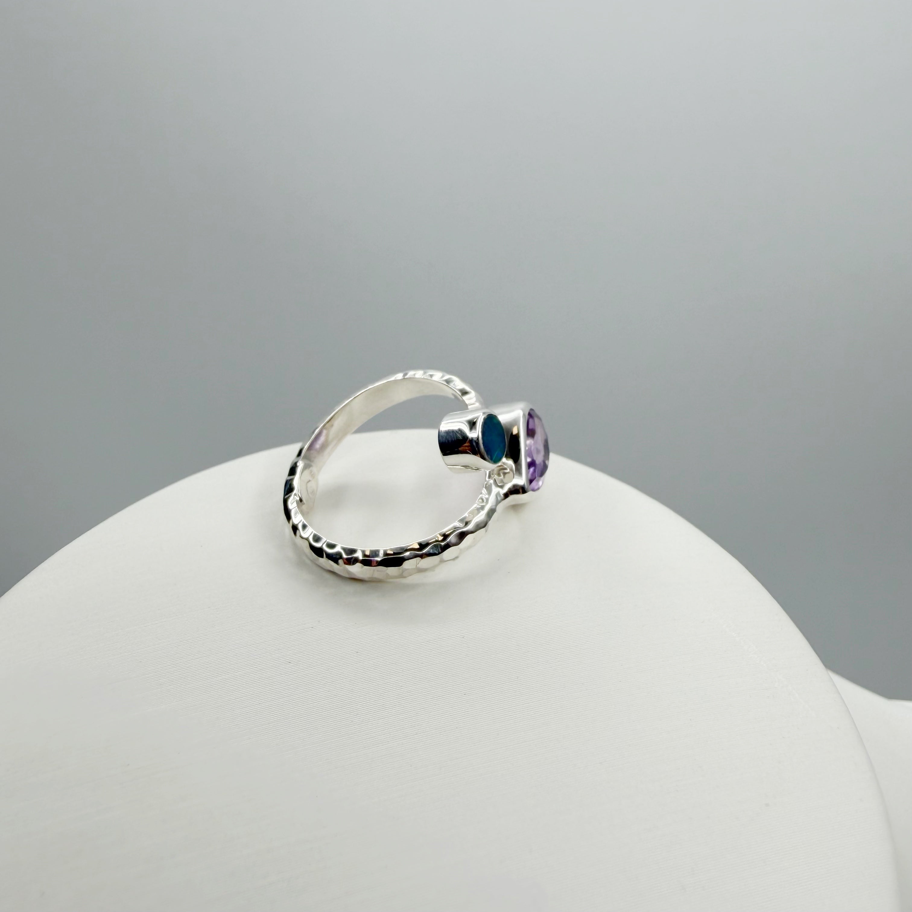Anello Ametista e Opale Australiano - Argento 925