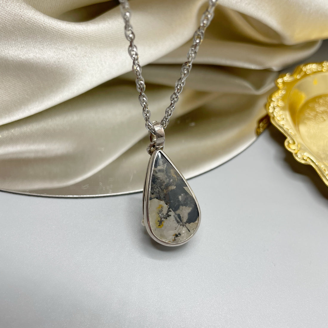 Ciondolo Agata Muschiata e Quarzo Dendritico - Argento 925