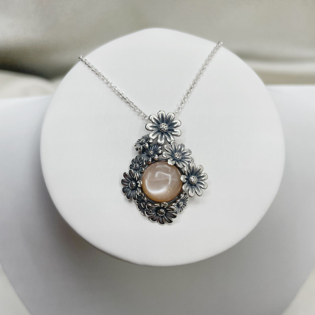 Collana Fiore Pietra di Luna - Argento 925