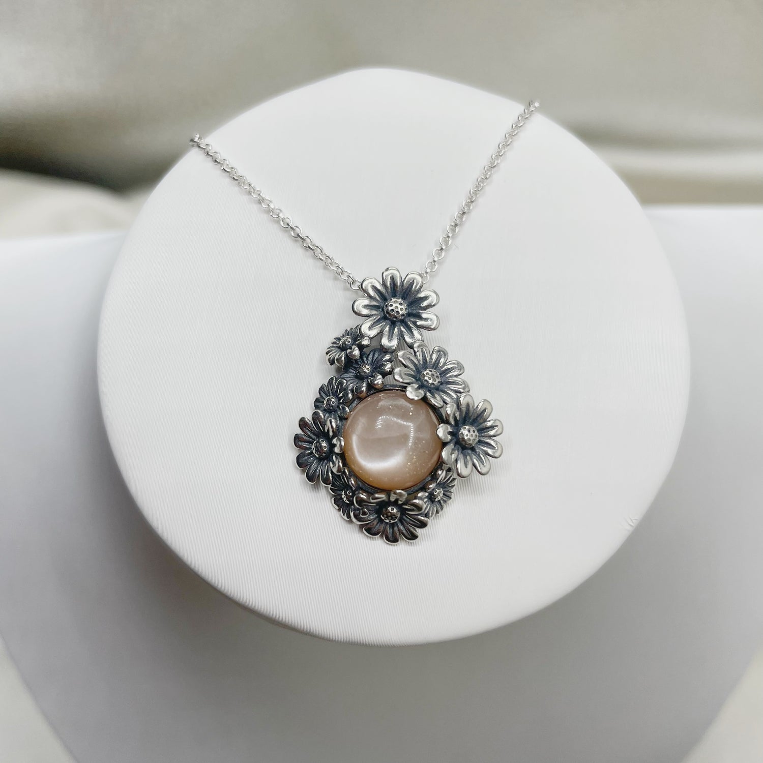 Collana Fiore Pietra di Luna - Argento 925