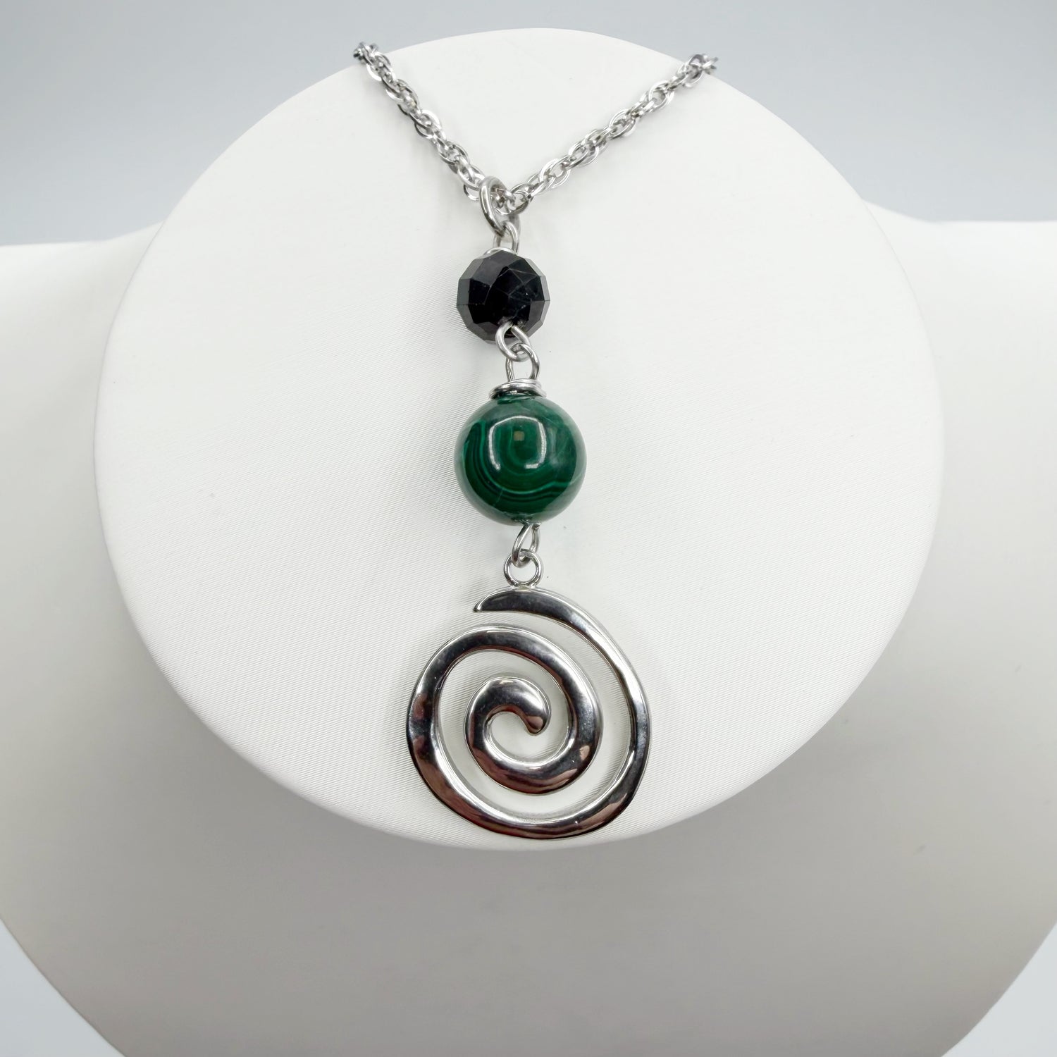 Collana Armonia e Protezione - Tormalina e Malachite - SILVER