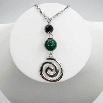 Collana Armonia e Protezione - Tormalina e Malachite - SILVER