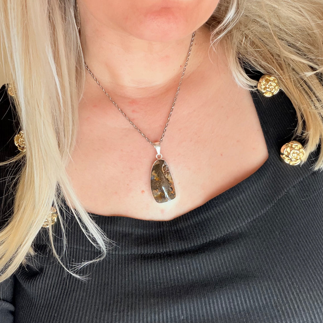 Ciondolo Opale Boulder Australiano - Argento 925