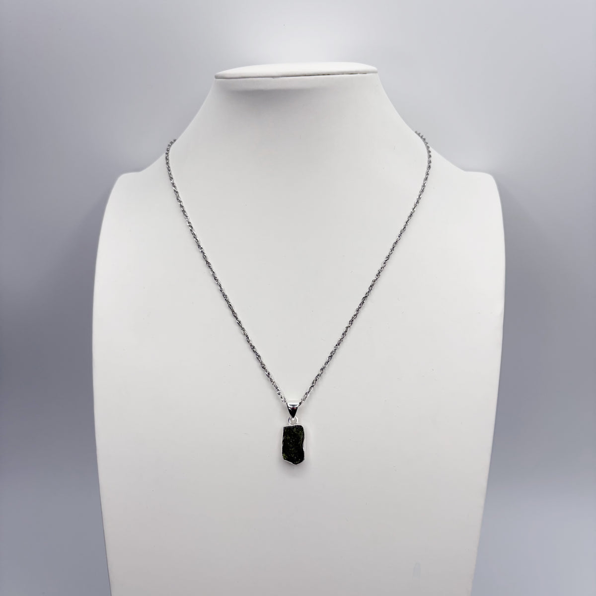 Ciondolo Moldavite Grezza - Argento 925