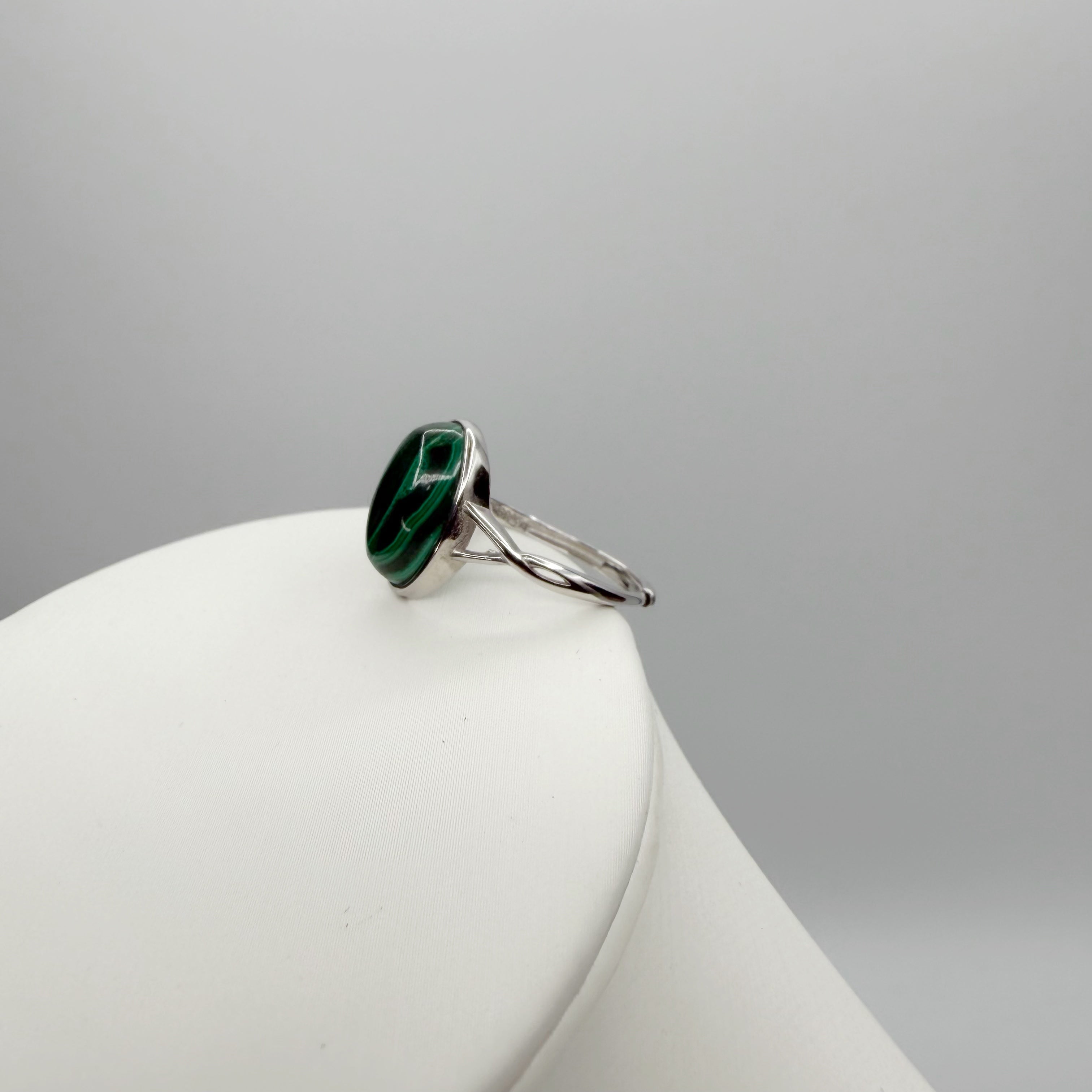 Anello Malachite Ovale - Argento 925