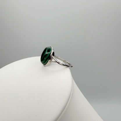 Anello Malachite Ovale - Argento 925