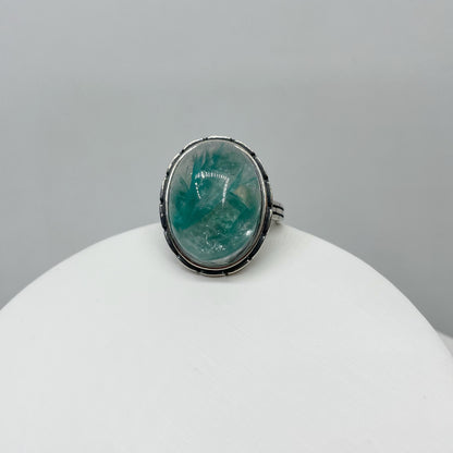 Anello Lepidolite Verde Ovale - Argento 925