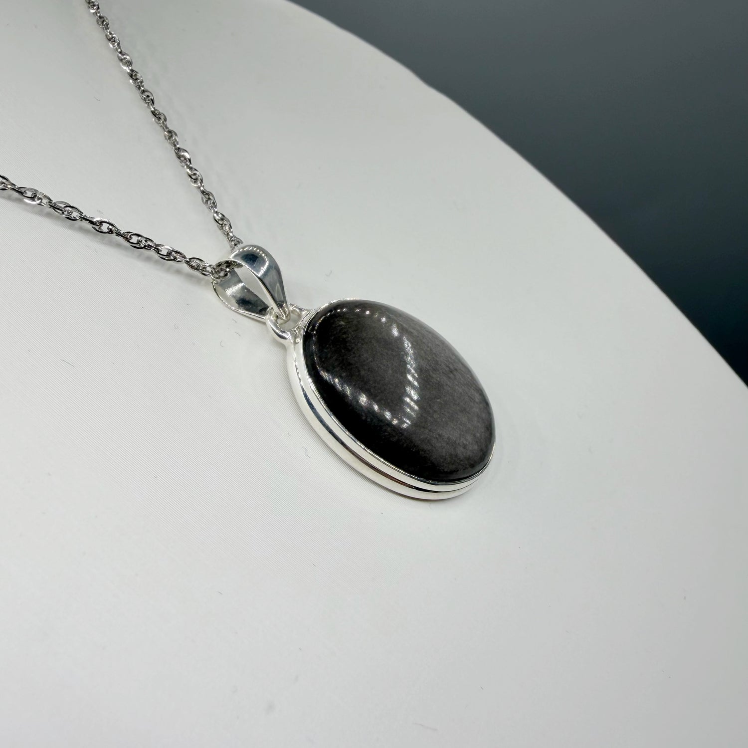 Ciondolo Ossidiana Argento Ovale - Argento 925
