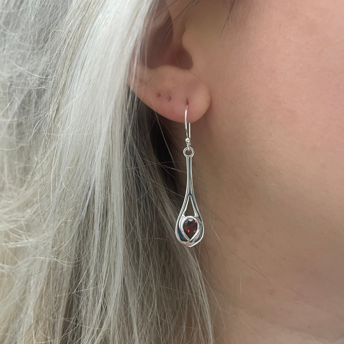 Orecchini pendenti Granato - Argento 925