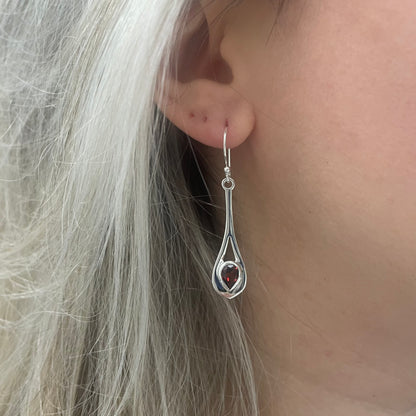 Orecchini pendenti Granato - Argento 925