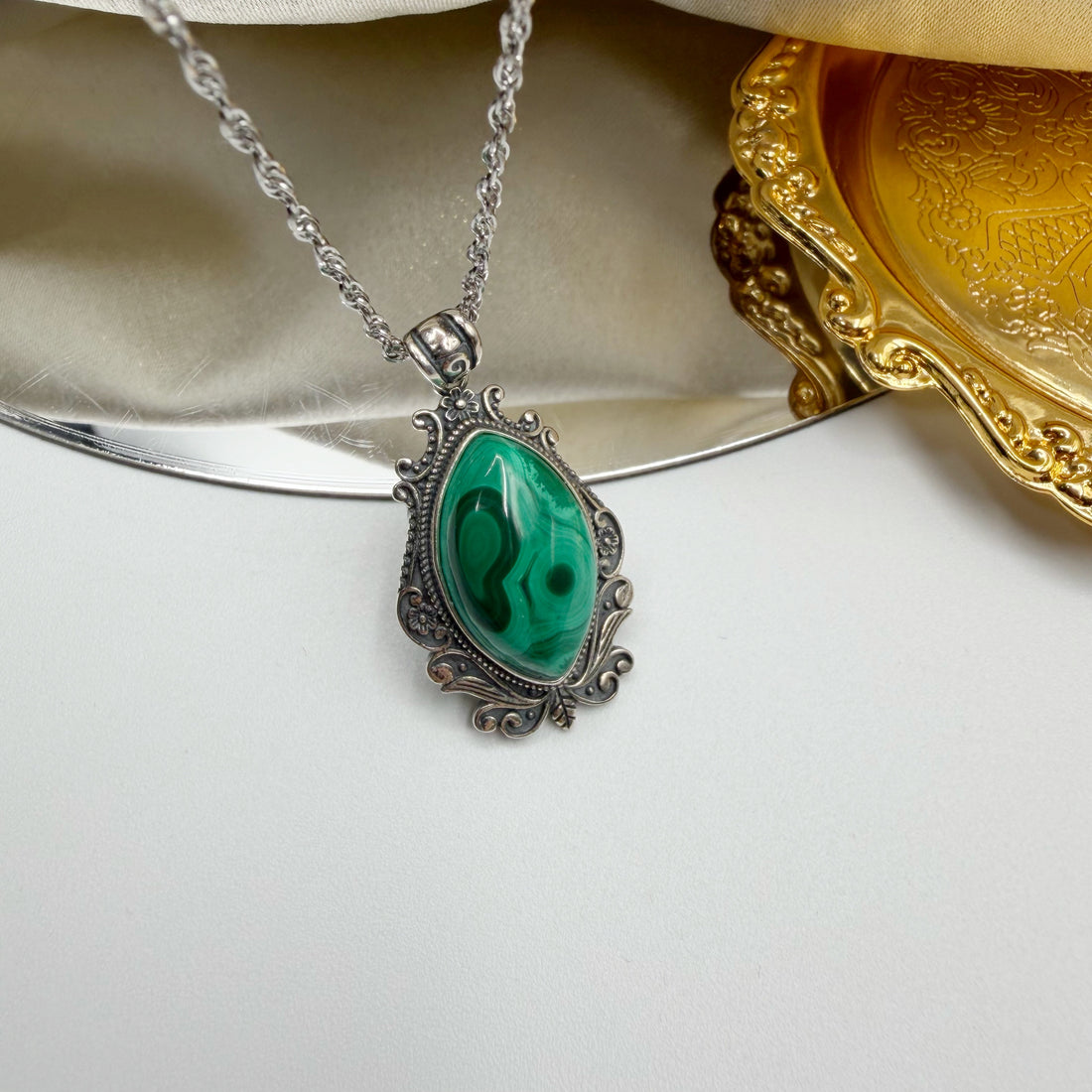 Ciondolo Malachite Vintage - Argento 925