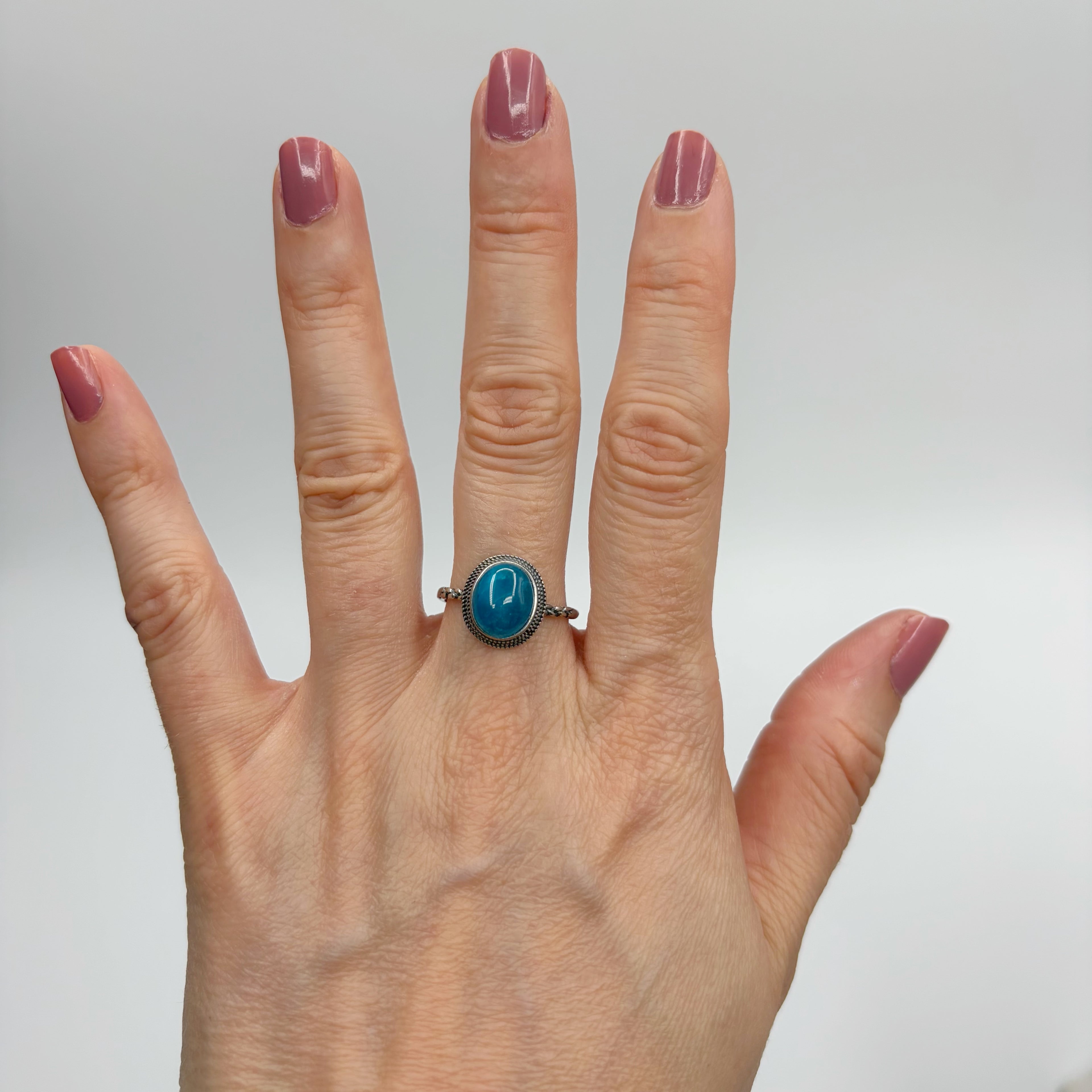 Anello Apatite Ovale - Argento 925