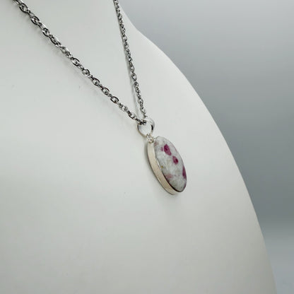 Ciondolo Tormalina Rosa e Argento 925 - Ovale