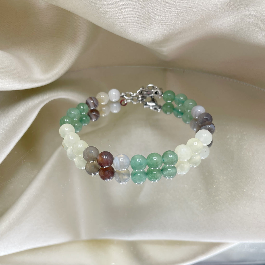 Bracciale Lucky - Avventurina, Giada, Agata Botswana (OCCHIO DI SHIVA)