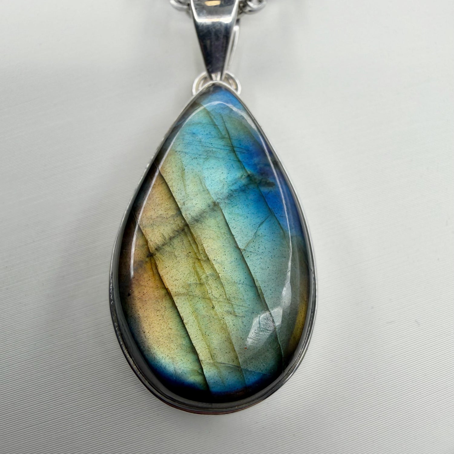 Ciondolo Labradorite Multifuoco - Argento 925 a Goccia