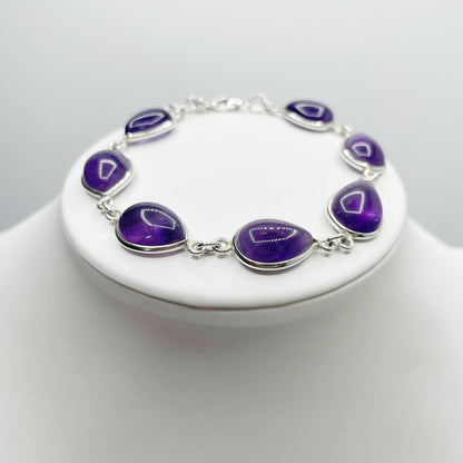 Bracciale Ametista a Goccia - Argento 925