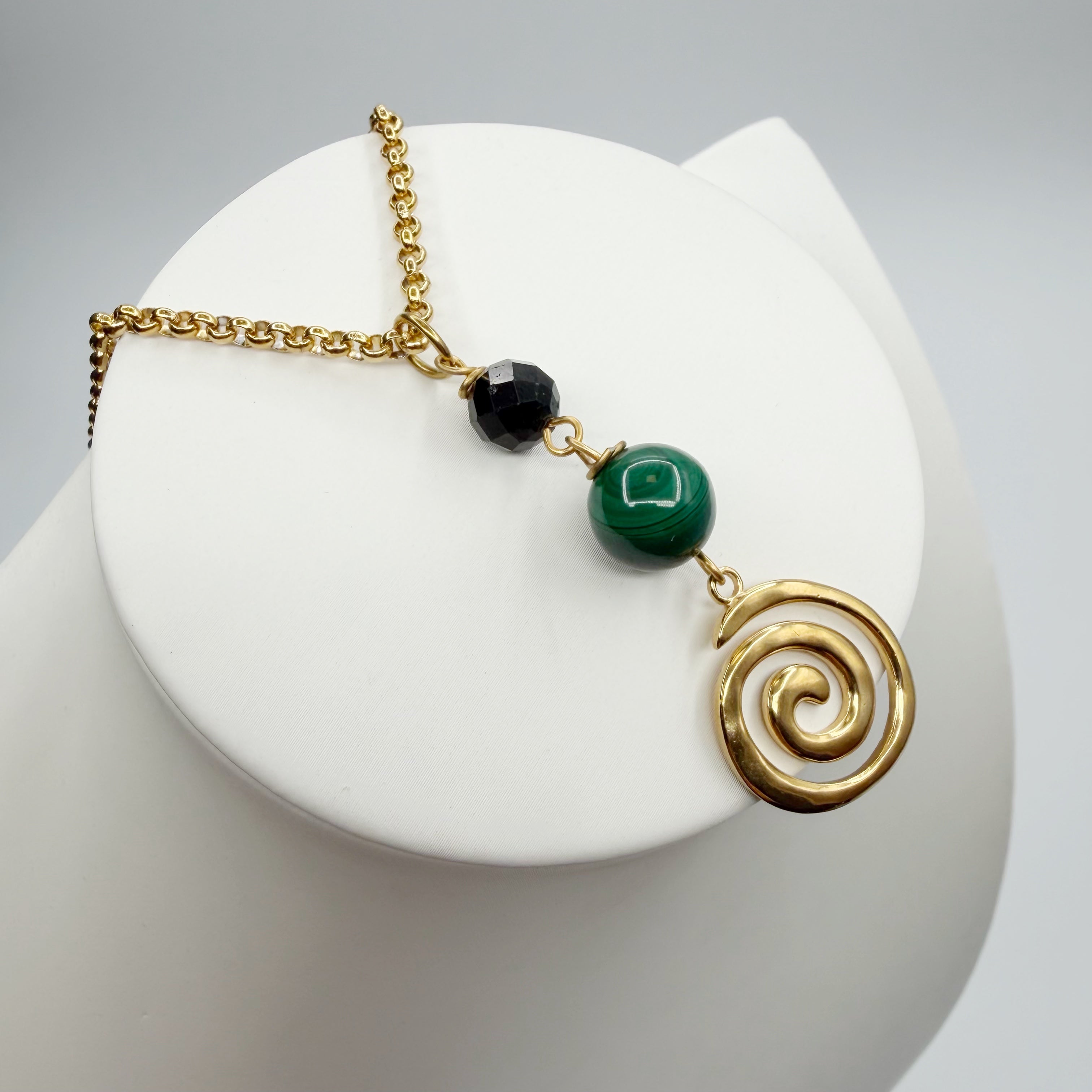Collana Armonia e Protezione - Tormalina e Malachite - GOLD