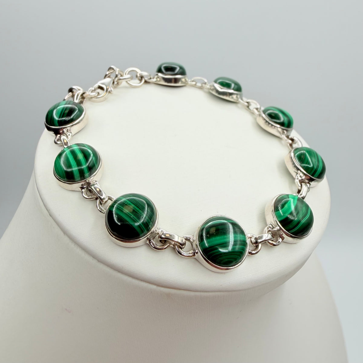 Bracciale Malachite e Argento 925 - Tondo