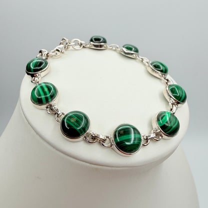 Bracciale Malachite e Argento 925 - Tondo