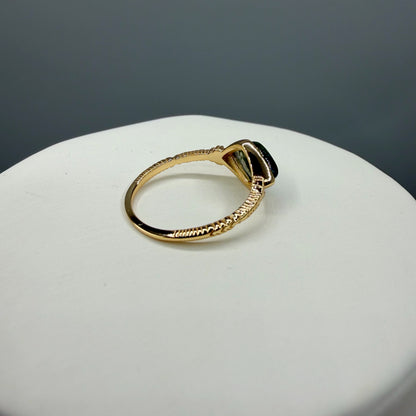 Anello Agata Muschiata | Argento 925 placcato oro 14k - NON REGOLABILE
