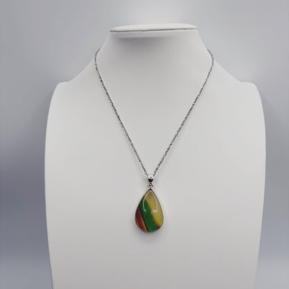 Ciondolo Fluorite Arcobaleno a Goccia - Argento 925