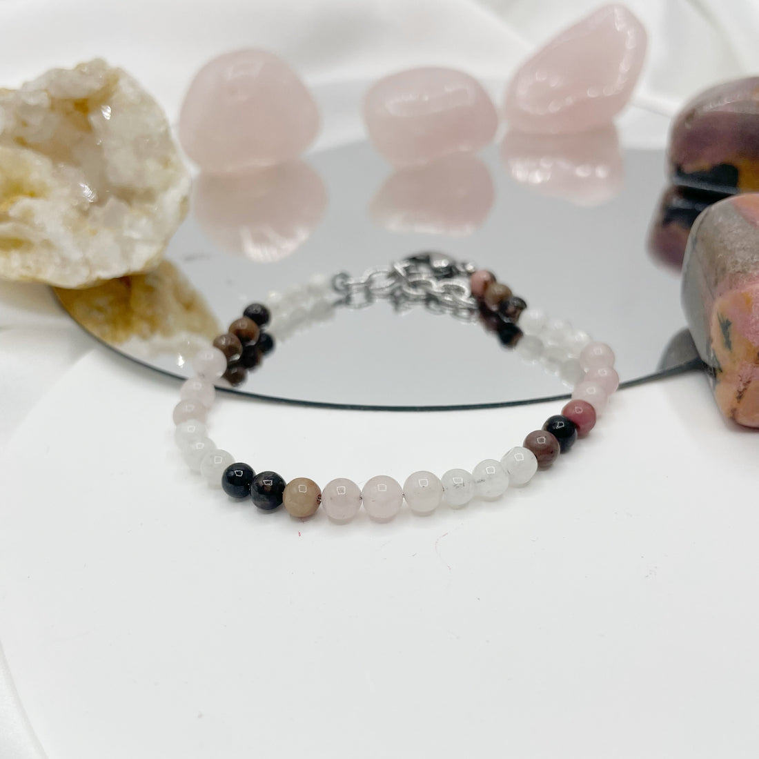 Bracciale Vergine - Quarzo Rosa, Rodonite, Labradorite