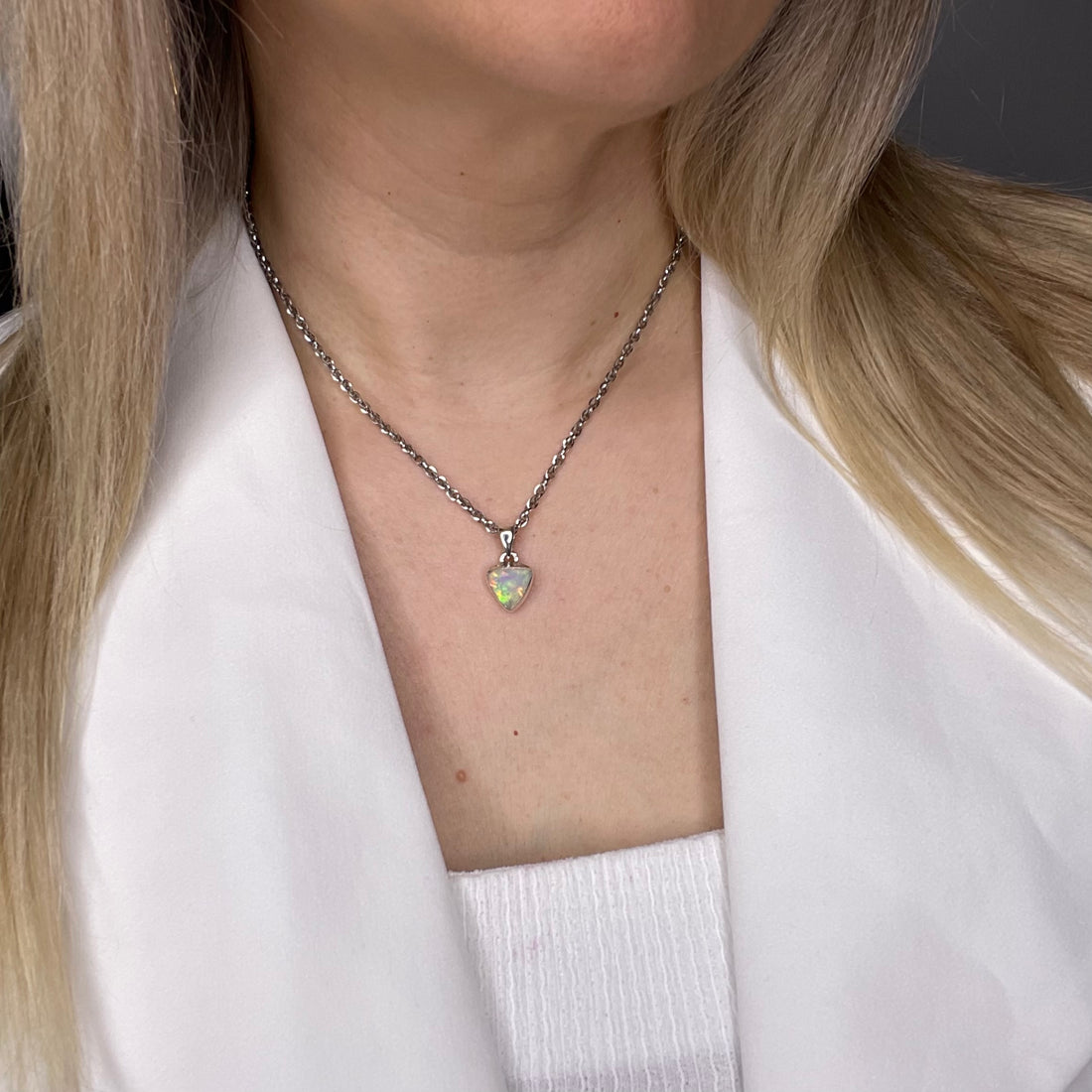 Ciondolo Opale Etiope Triangolo - Argento 925