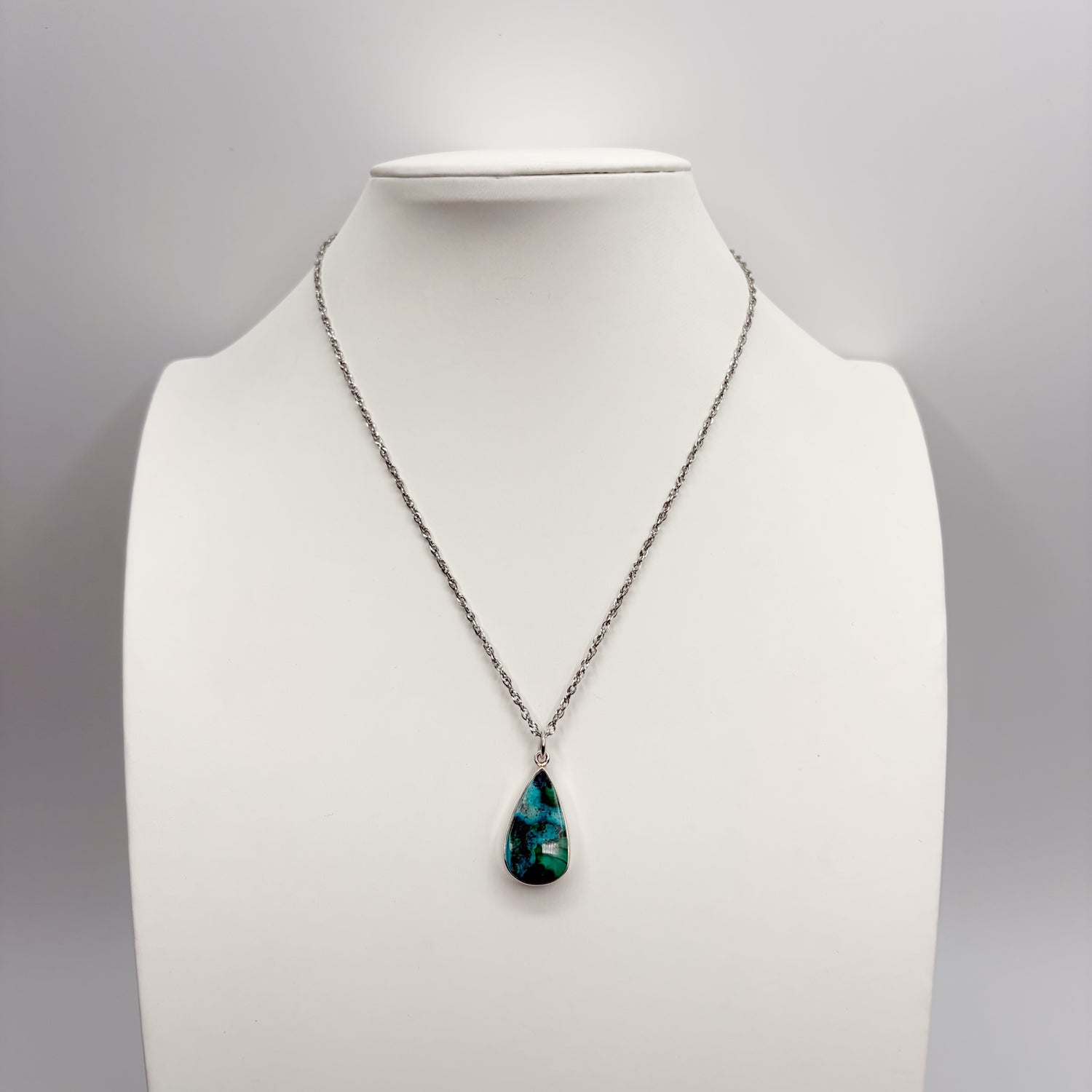 Ciondolo Malachite e Crisocolla Argento 925 - a goccia