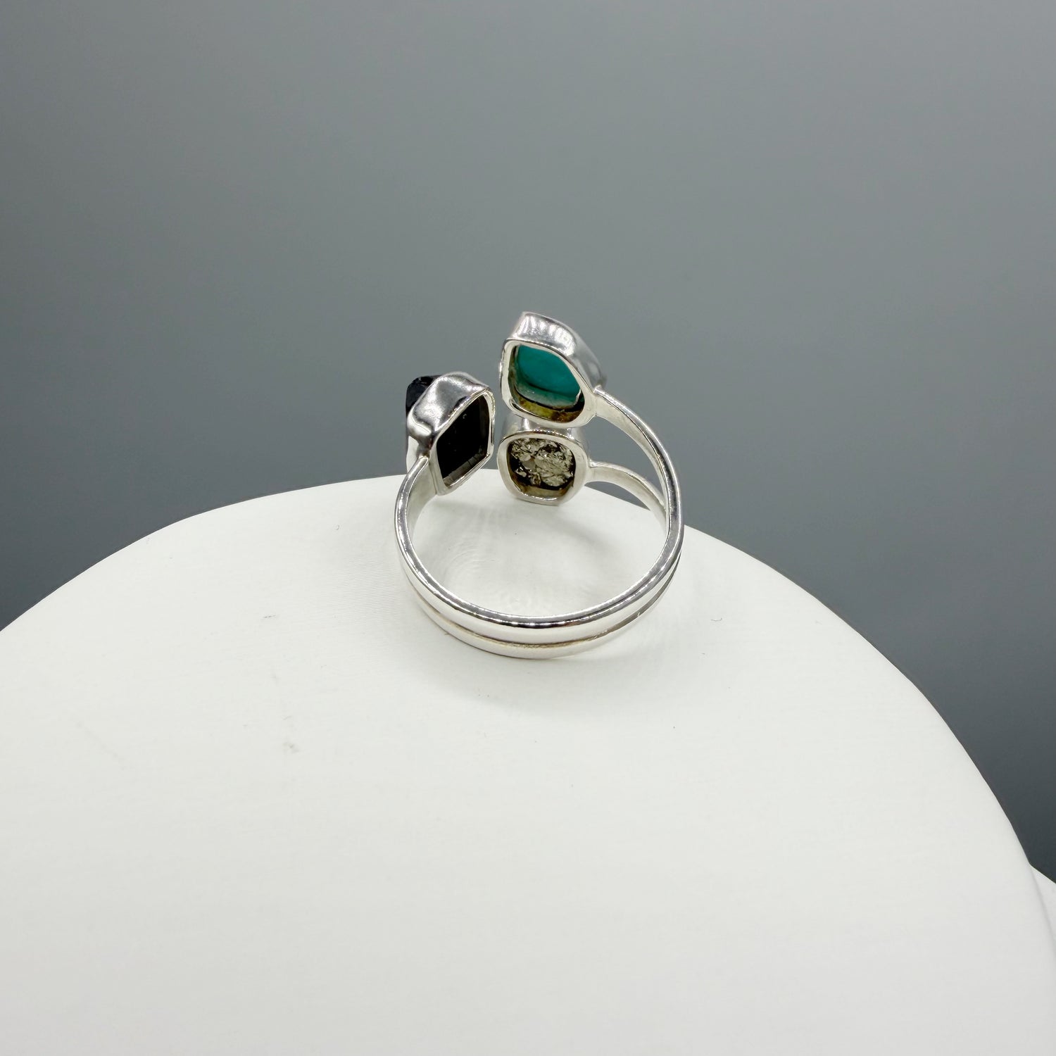 Anello Pirite, Turchese, Tormalina - Argento 925