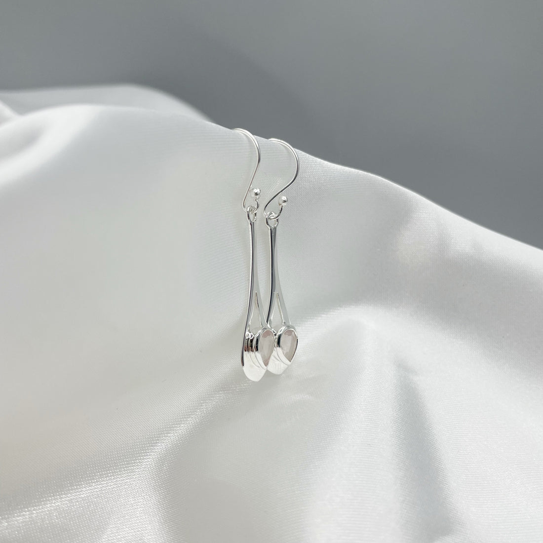 Orecchini pendenti Quarzo Rosa - Argento 925