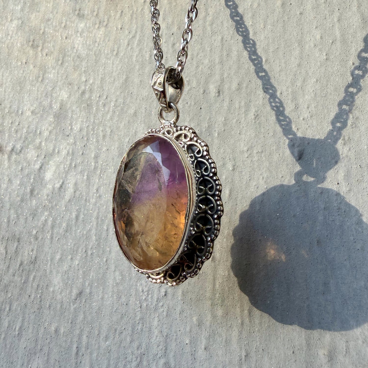 Ciondolo Ametrino Naturale Sfaccettata - Argento 925