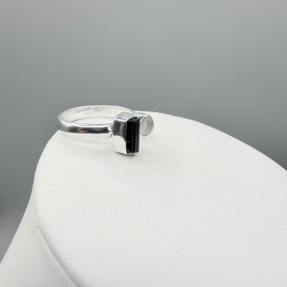Anello Tormalina e Labradorite Bianca - Argento 925