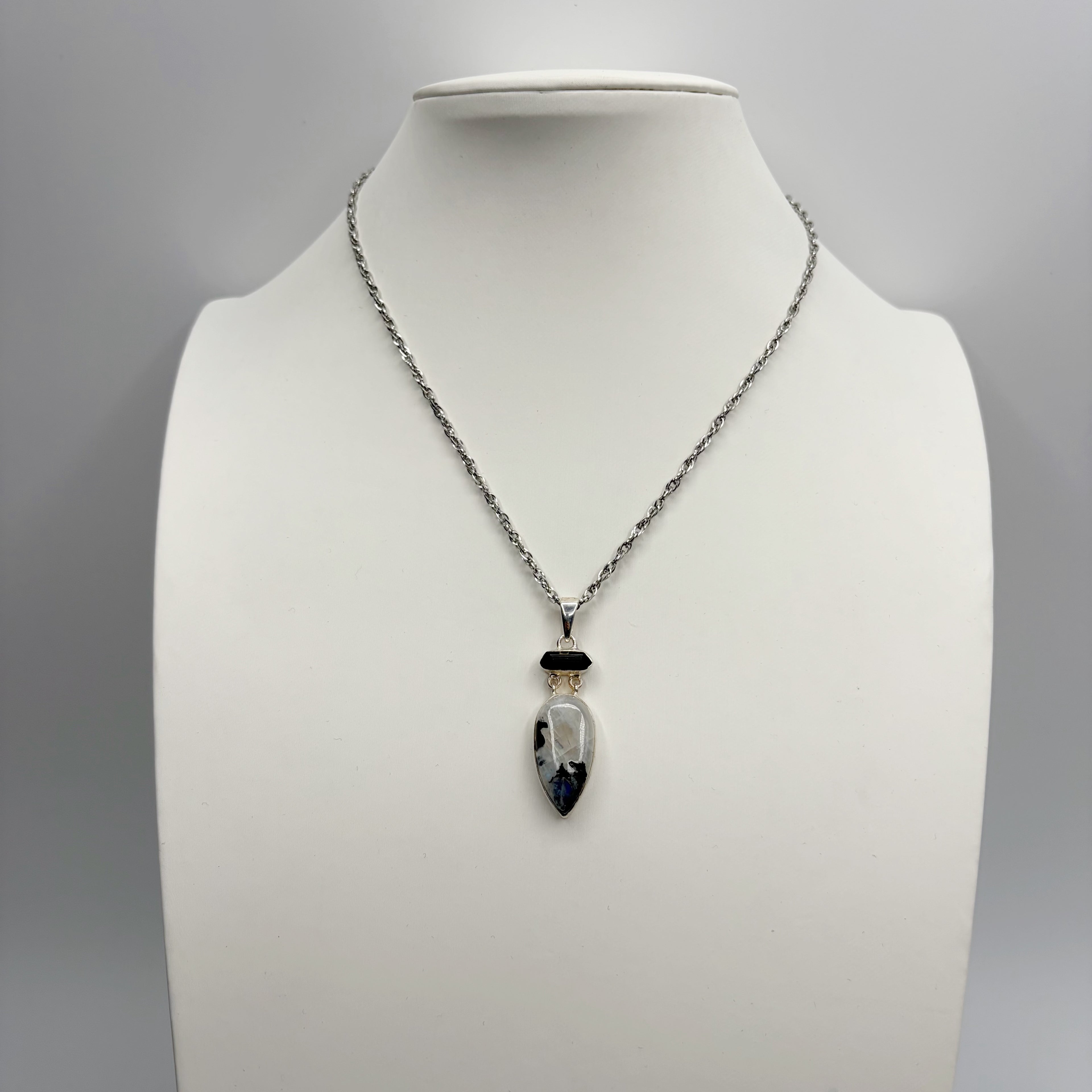 Ciondolo Labradorite e Tormalina - Argento 925