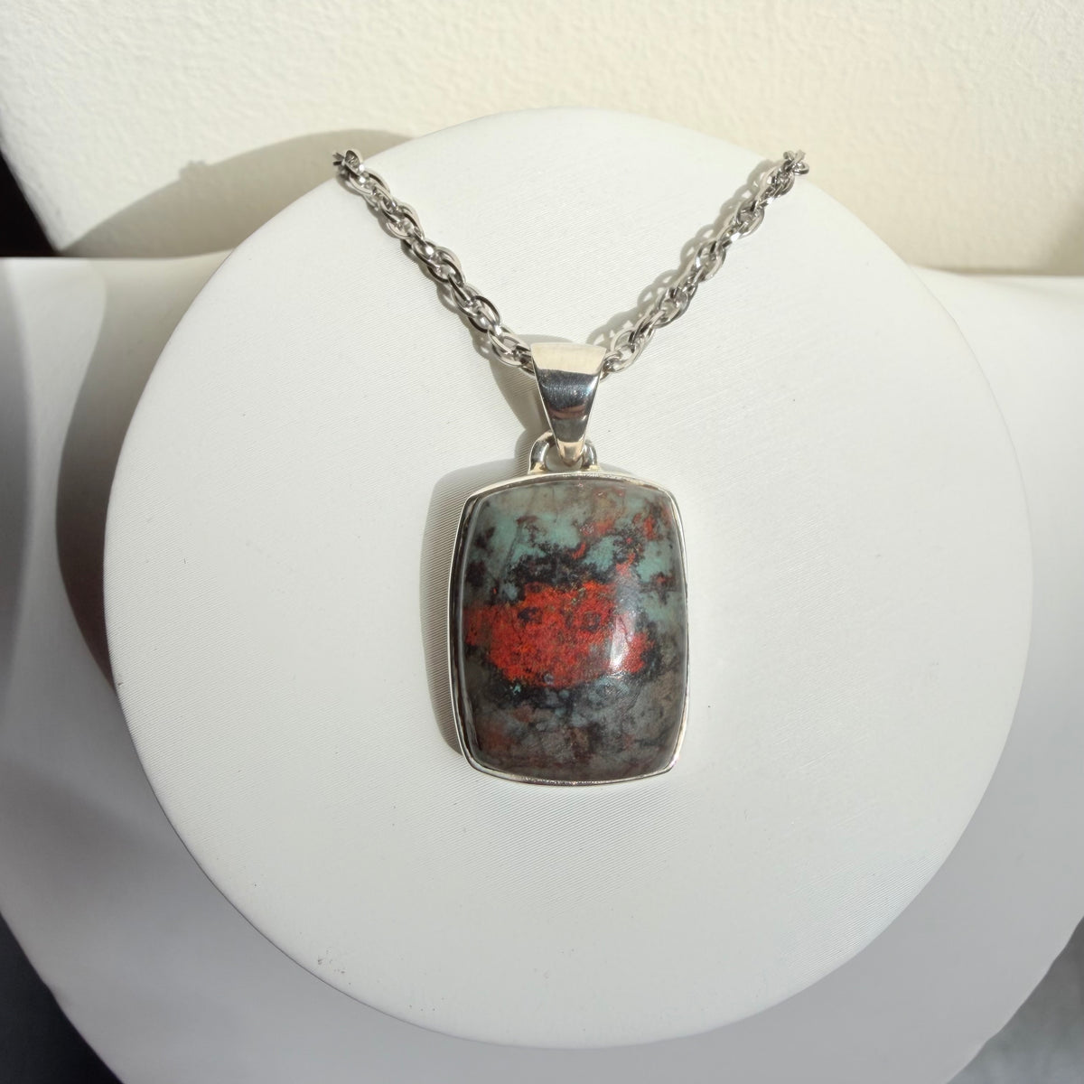 Ciondolo Cuprite e Argento 925 - Retangolare