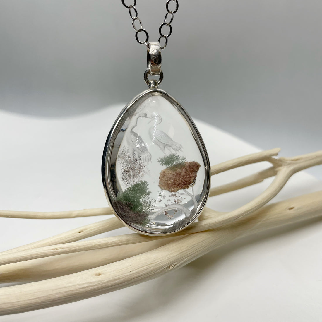 Ciondolo Lodolite intarsiato a Mano - Argento 925