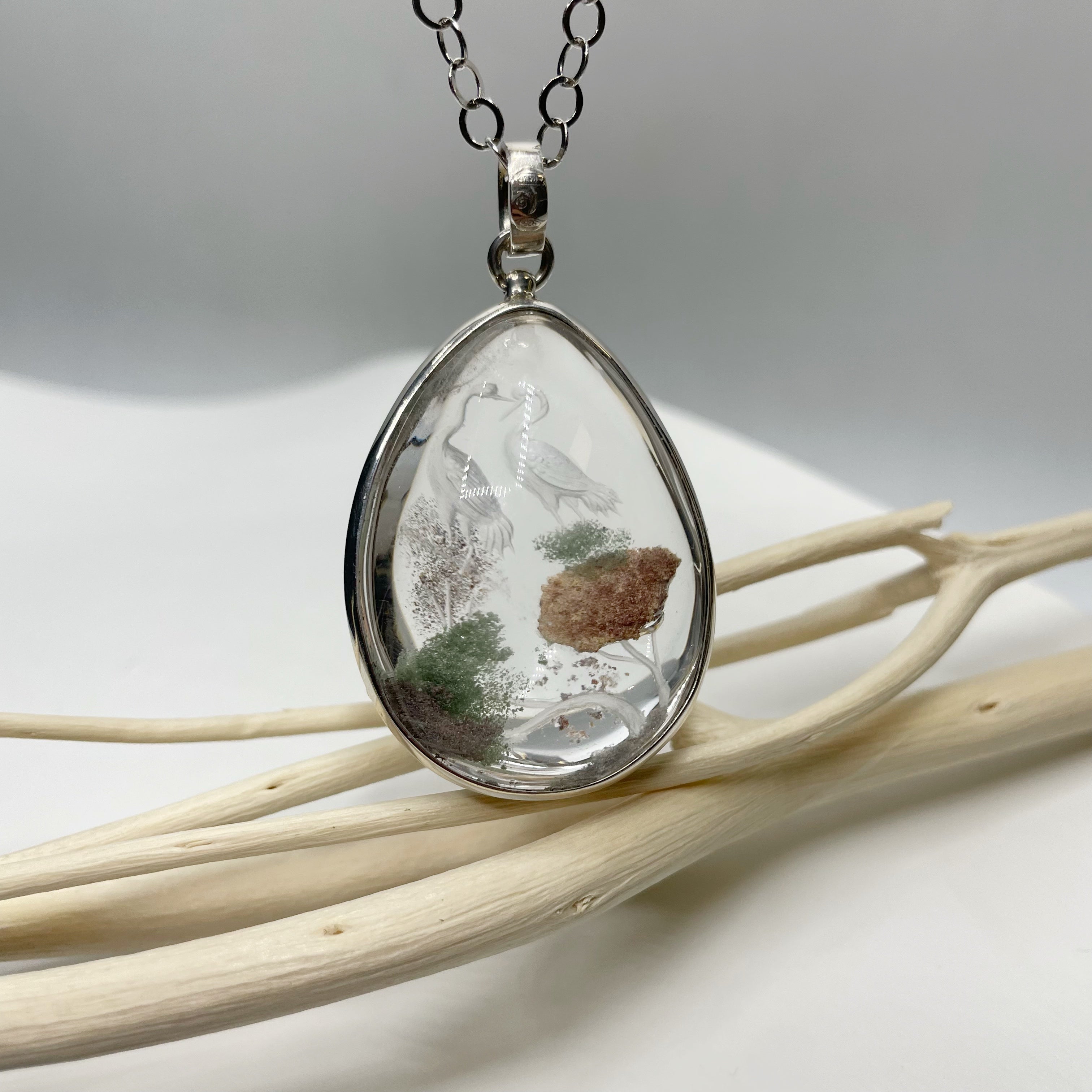 Ciondolo Lodolite intarsiato a Mano - Argento 925